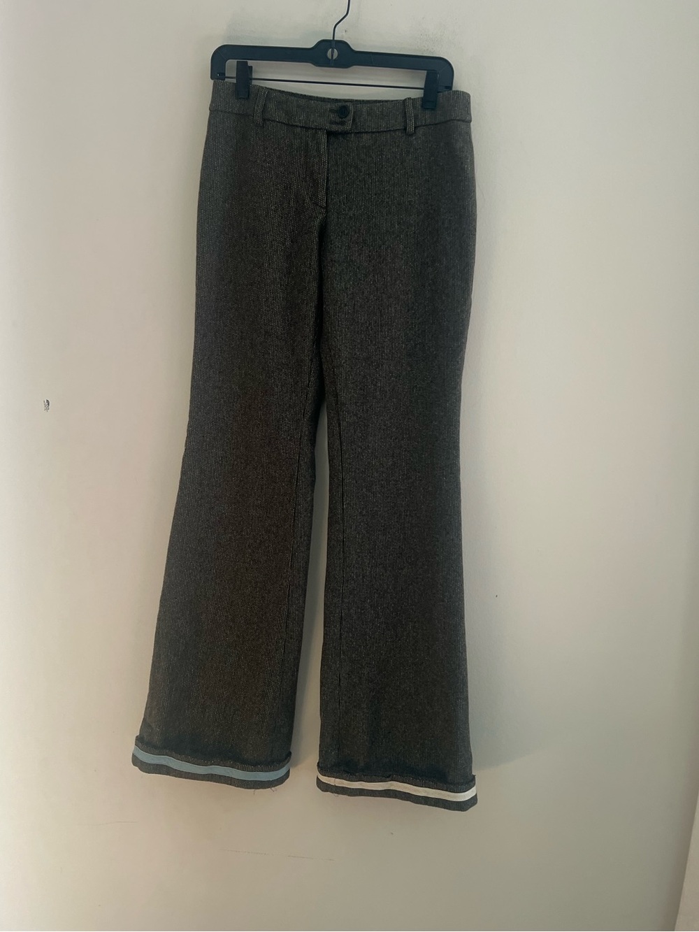 Moschino Wide Leg Gray wool  Pants with Stripe Hem